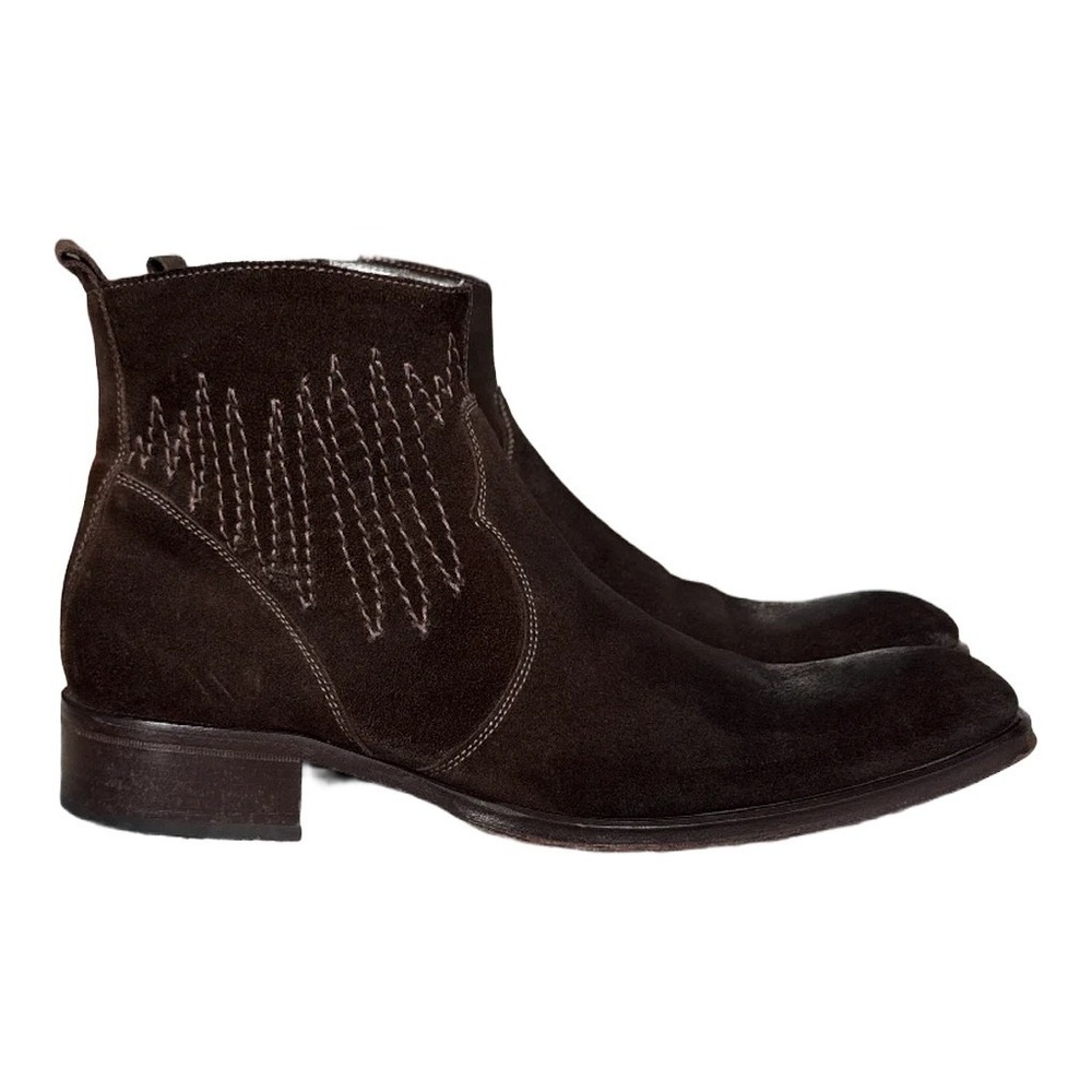 Kenneth Cole New York Mens Brown Suede Zip Ankle Boot 9.5 Boho Indie Western 9.5